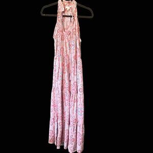 Boemo Womens Multi Colored Floral Sleeveless Halter Neck Maxi Dress Size L